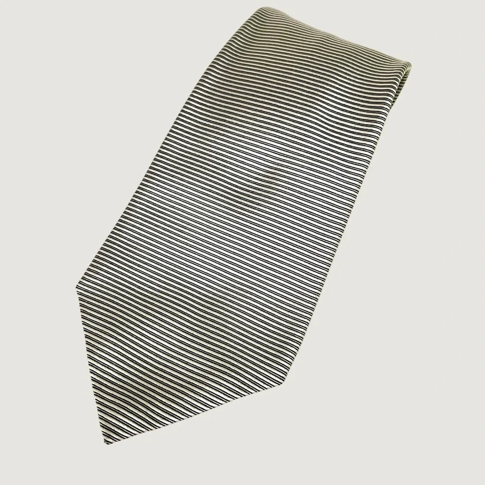 City of London Ferrell Reed Necktie OS Mens Striped Silk Silver Black Business